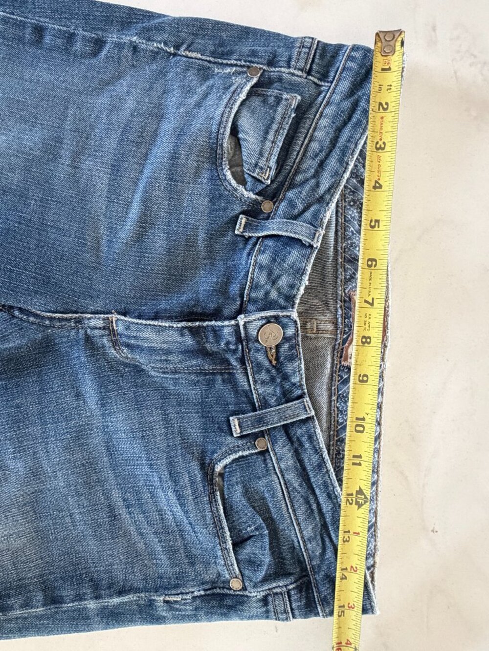 PAIGE Hollywood Hills Bootcut Jeans Size 29 Medium Wash Raw Hem - Picture 5 of 14
